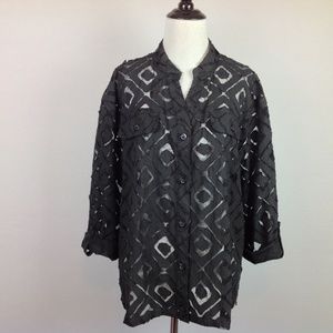Alfred Dunner Top Womens 18 Mesh Textured Tab
